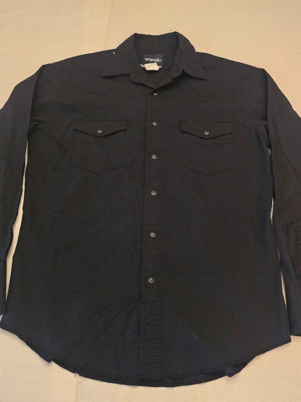 Western Wrangler solid black pearl snap shirt